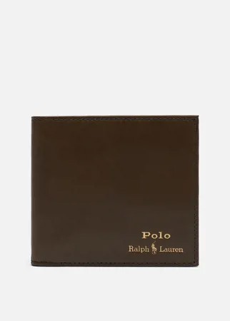 Кошелек Polo Ralph Lauren Gold Polo Pony Bill Fold Coin Smooth Leather, цвет коричневый