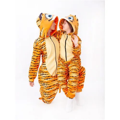 Кигуруми Тигр , размер 98-104, оранжевый, черный