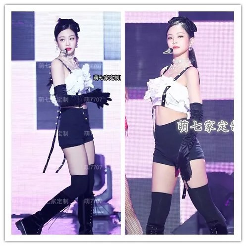 Kpop корейские танцевальные белые сексуальные кружевные майки без бретелек Женская кофта + черные тонкие эластичные шорты с высокой талией женские комплекты