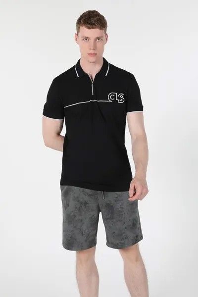Футболка с воротником и молнией Colin'S, черный