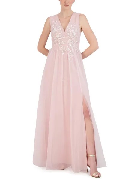 Женское вечернее платье макси с вышивкой BCBGMAXAZRIA, розовый