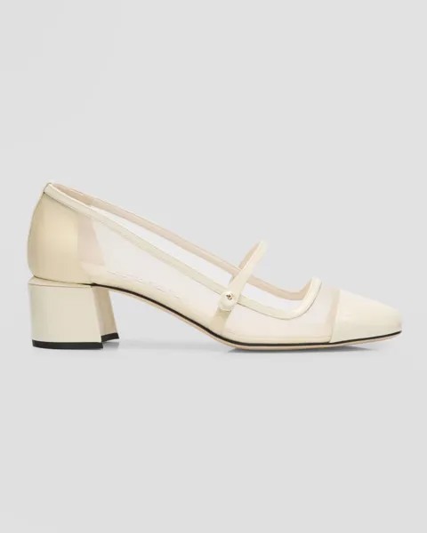 Лакированные балетки Elisa Mesh Mary Jane Jimmy Choo, цвет Latte