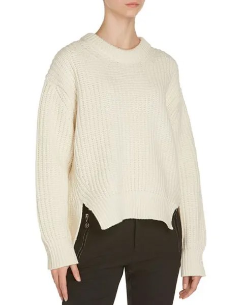 Ребристый шерстяной свитер Moncler, цвет White
