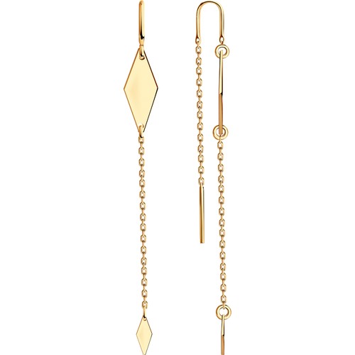 Серьги цепочки Diamant online, красное золото, 585 проба, длина 7 см