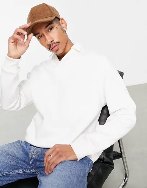 Белая толстовка поло оверсайз ASOS DESIGN