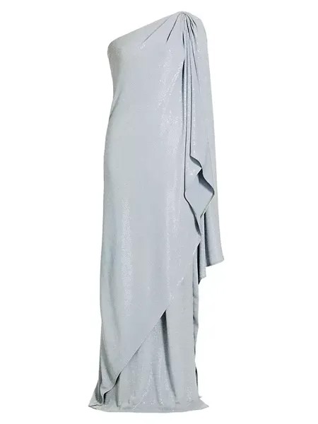 Платье на одно плечо сари, расшитое пайетками Prabal Gurung, цвет grey droplet