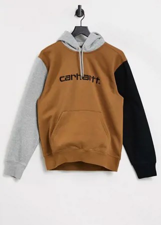 Худи свободного кроя с контрастными вставками Carhartt Wip-Коричневый цвет