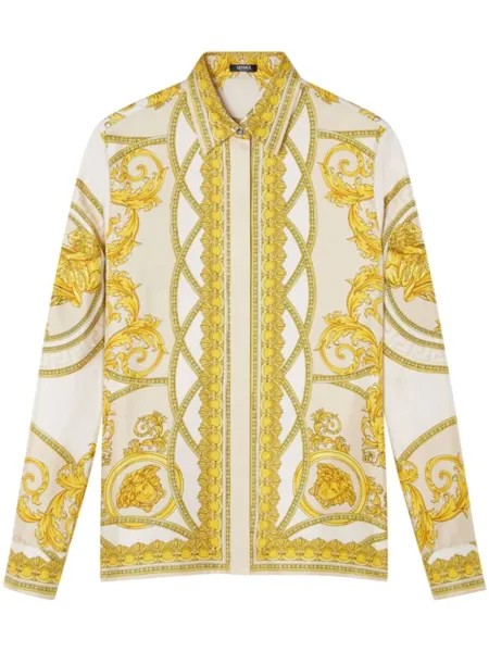 Versace рубашка из шелка Barocco, нейтральный цвет