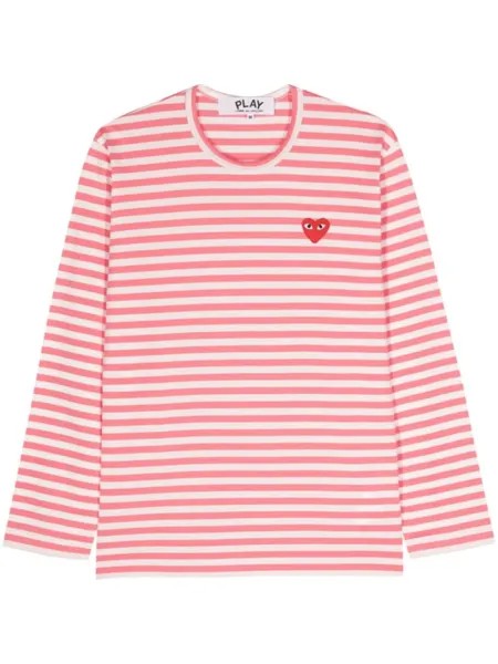 Comme Des Garçons Play полосатая футболка с логотипом, розовый