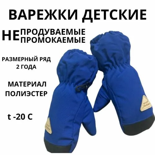 Варежки , размер 2-4 года, синий