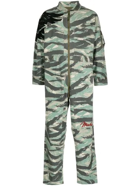 Maharishi комбинезон на молнии с камуфляжным принтом, зеленый