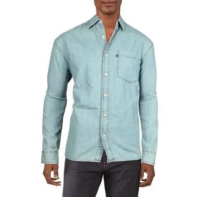 Мужская рубашка на пуговицах с воротником Junk Food Randell синего цвета, M BHFO 3876