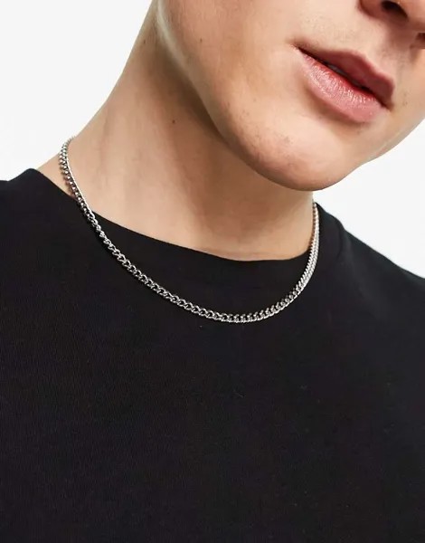 Серебристое короткое ожерелье-цепочка из нержавеющей стали толщиной 4 мм ASOS DESIGN-Серебристый