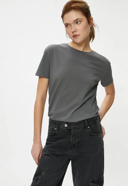 Футболка базовая CREW NECK SHORT SLEEVE Koton, цвет anthracite