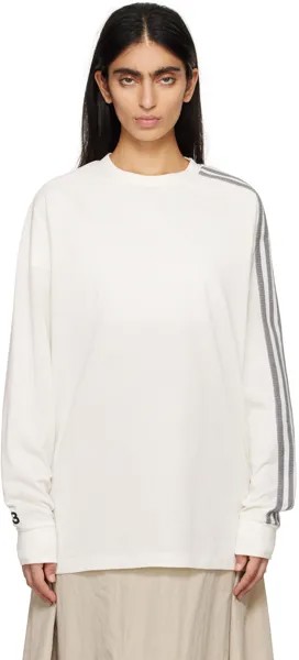 Кремового цвета футболка с длинными рукавами и тремя полосками Y-3, цвет Off white