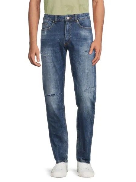 Прямые джинсы среднего кроя с потертостями Eleven Paris, цвет Mid Dark
