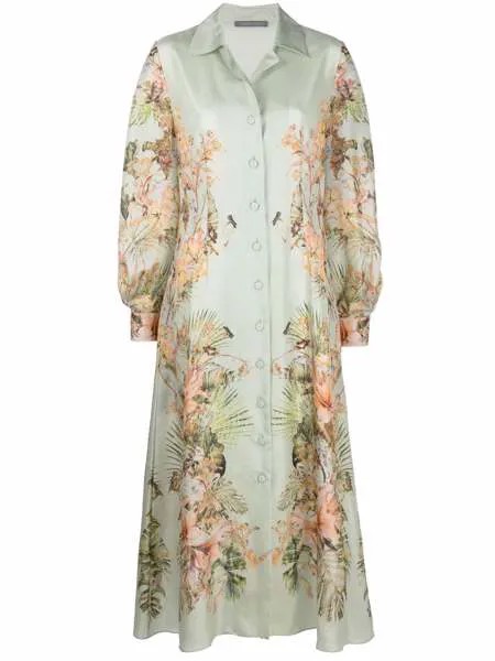 Alberta Ferretti шелковое платье-рубашка с цветочным принтом