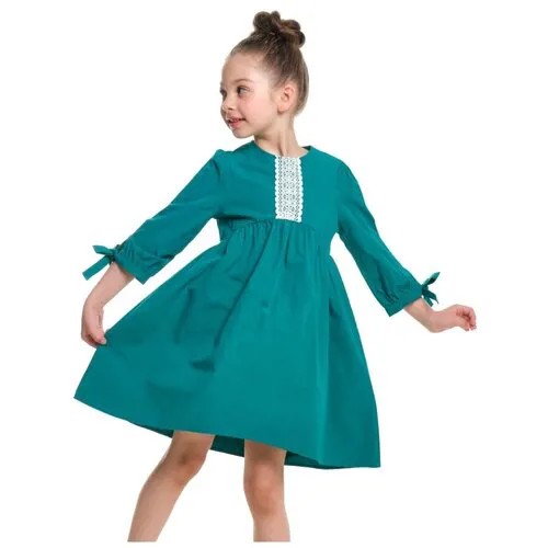 Платье Mini Maxi, хлопок, однотонное, размер 116, зеленый