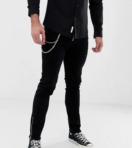 Черные супероблегающие джинсы с молниями Heart & Dagger-Черный