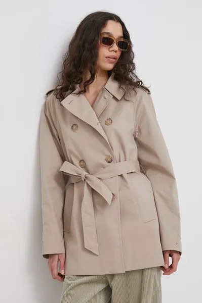 Хлопковый плащ Tommy Hilfiger, бежевый