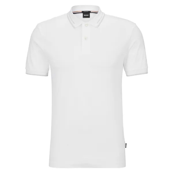 Рубашка-поло Boss Interlock Jacquard Stripes, белый