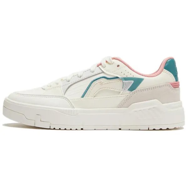 Кроссовки LINING Common 80s Skateboarding Shoes Women's Low-top Milky White / Phthalo Green, зеленый