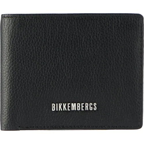 Портмоне BIKKEMBERGS, натуральная кожа, зернистая фактура, без застежки, отделение для карт, черный