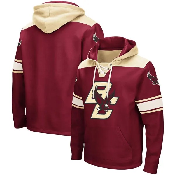Мужской бордовый пуловер с капюшоном Boston College Eagles 2.0 на шнуровке Colosseum