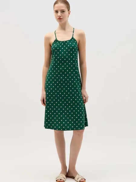 Короткое платье на тонких бретельках Ovs, цвет white/green