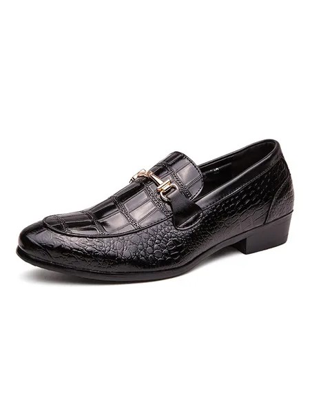 Milanoo Dress Shoes For Men Modern Round Toe Monk Strap Slip-On Black PU Leather Shoes