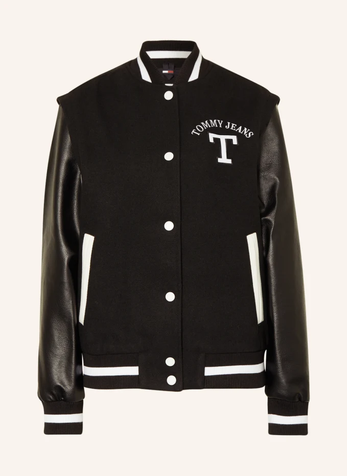 Студенческая куртка из разных материалов  Tommy Jeans, черный