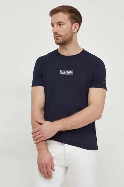 Хлопковая футболка Tommy Hilfiger, темно-синий