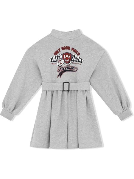 Dolce & Gabbana Kids платье с длинными рукавами и поясом