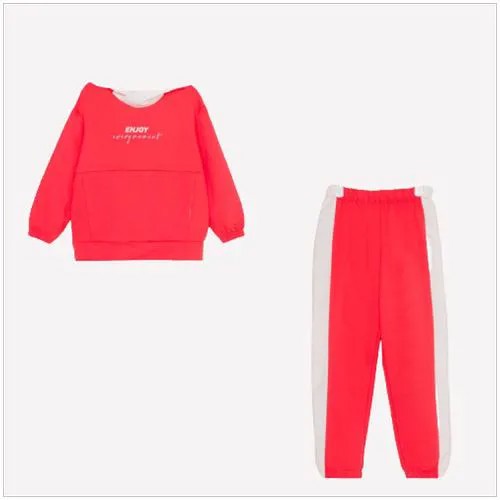 Комплект для девочки (джемпер/брюки) А.КМ-715/1, цвет красный, рост 128