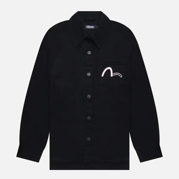 Женская джинсовая куртка Evisu Evisukuro Overlays Printed Kamon Shirt чёрный, Размер M