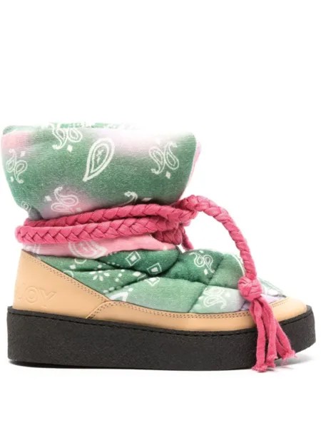 Khrisjoy Puff bandana print boots, зеленый