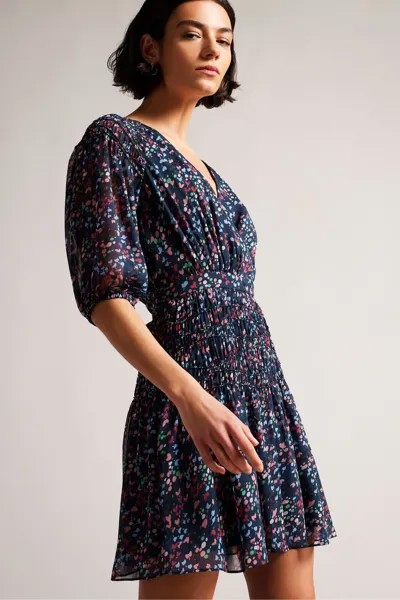 Синий - Платье мини темно-синего цвета Casadee DK свободного кроя Ted Baker, синий