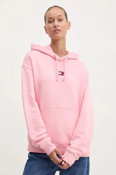 Хлопковая толстовка Tommy Jeans, розовый