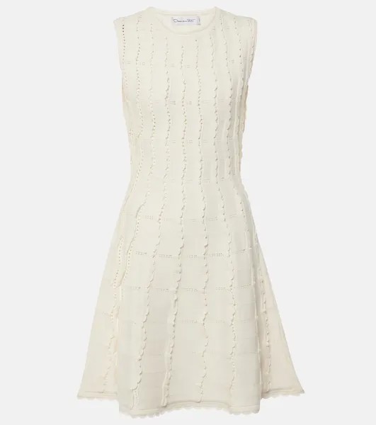 Вязаное мини-платье Oscar De La Renta, белый