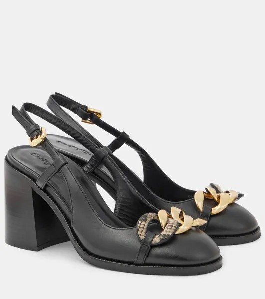 Туфли Chain Line из кожи с открытой пяткой See By Chloé, цвет black/rock