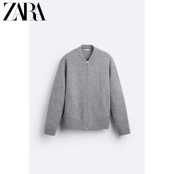 Zara весенний новый мужской серый повседневный вязаный свитер на молнии, куртка-кардиган 4938411 802, цвет серый