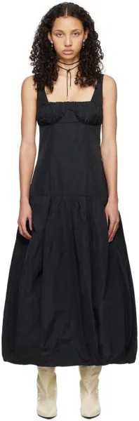Черное платье-миди со сборками Jil Sander