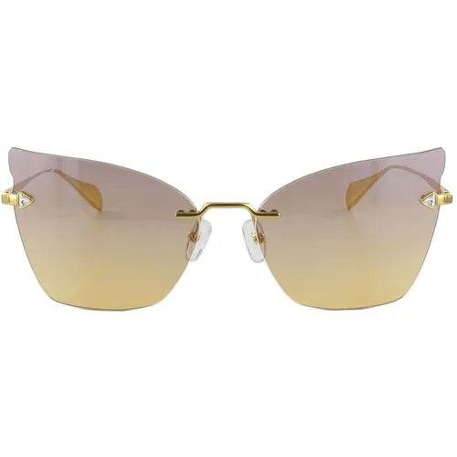 Солнцезащитные очки Genny , бабочка, оправа: металл, с защитой от УФ, для женщин, золотой