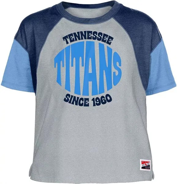 Женская серая футболка с цветными блоками New Era Tennessee Titans