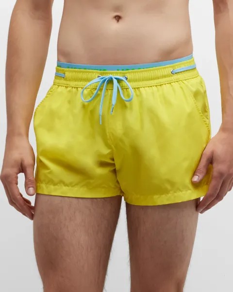 Мужские однотонные шорты для плавания с контрастной талией Moschino, цвет Yellow