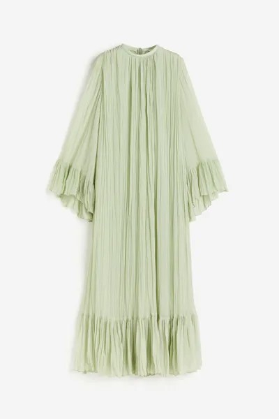 Платье H&M Pleated Kaftan, светло-зеленый
