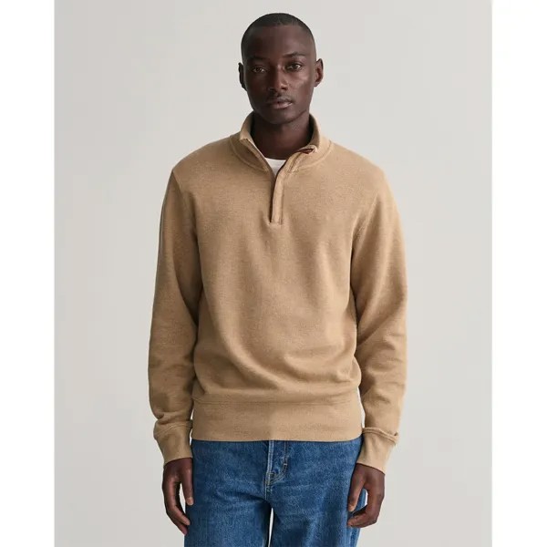 Свитер Gant Sacker Rib Half Zip, коричневый
