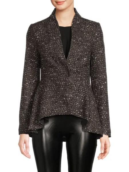 Асимметричный твидовый пиджак Donna Karan, цвет Black Multicolor