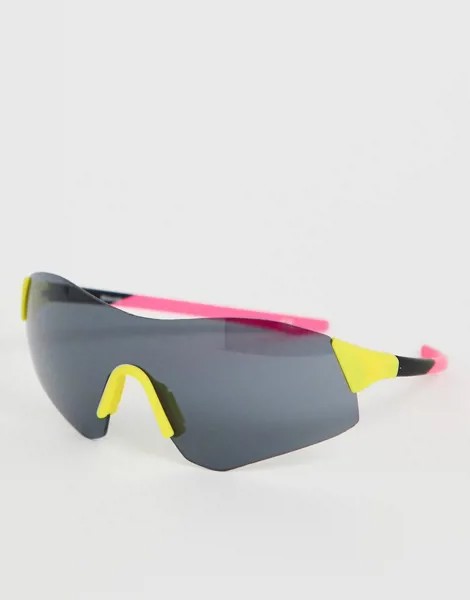 Модные неоновые очки-маска в полуоправе ASOS DESIGN-Многоцветный