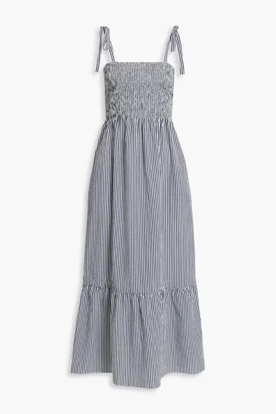 Платье миди из поплина с присборенной полоской и лиоцеллом Chinti & Parker, темно-синий